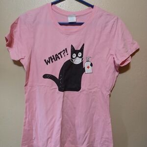 Playful Pink Cat T-Shirt with Graphic Print